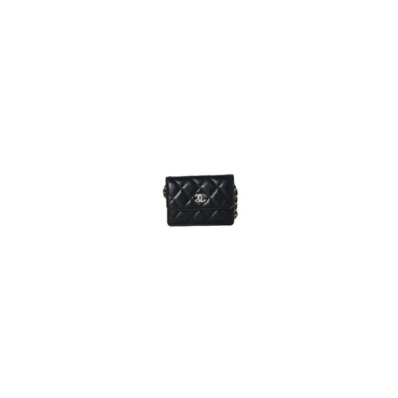 Chanel Crossbody Card Holder With Flap Gold Hardware Black - Picture 1 of 3